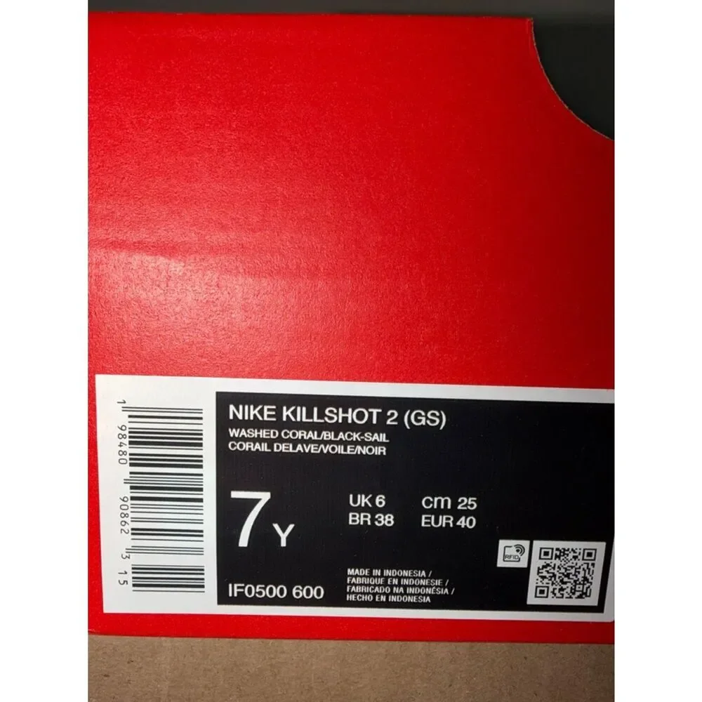 Nike Killshot 2 GS Coral Pink IF0500-600 Size 7Y